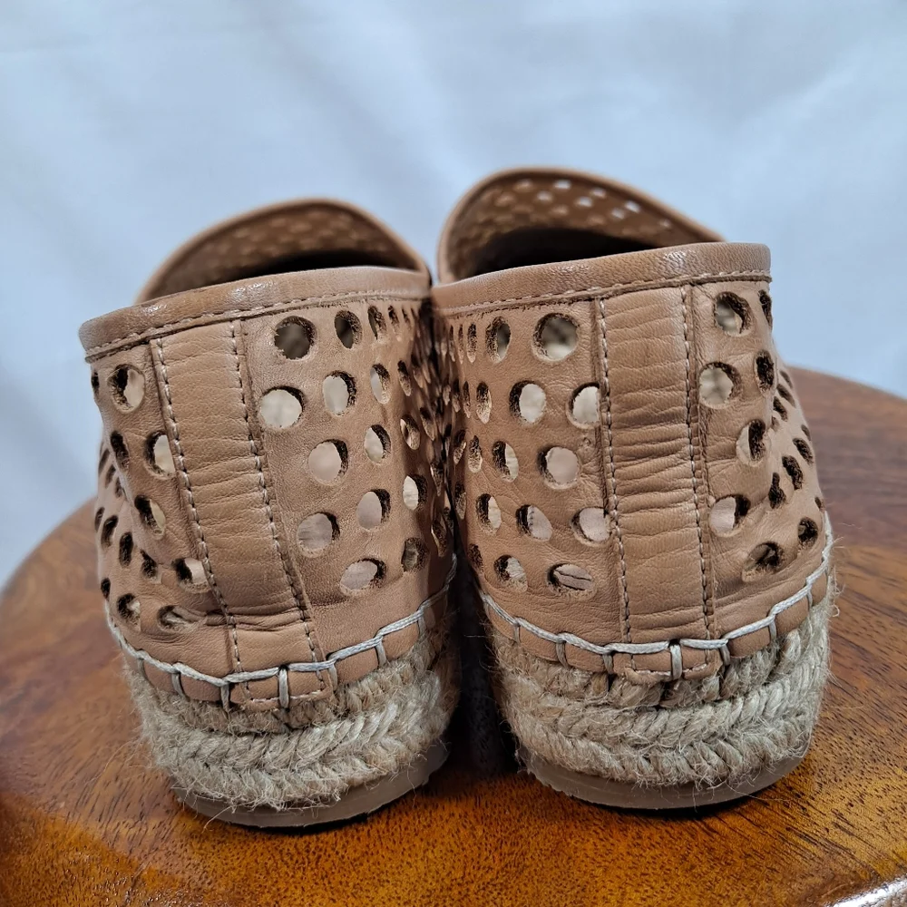 Loeffler Randall Mara Perforated Espadrille Flat Slip On Cap Toe Shoes